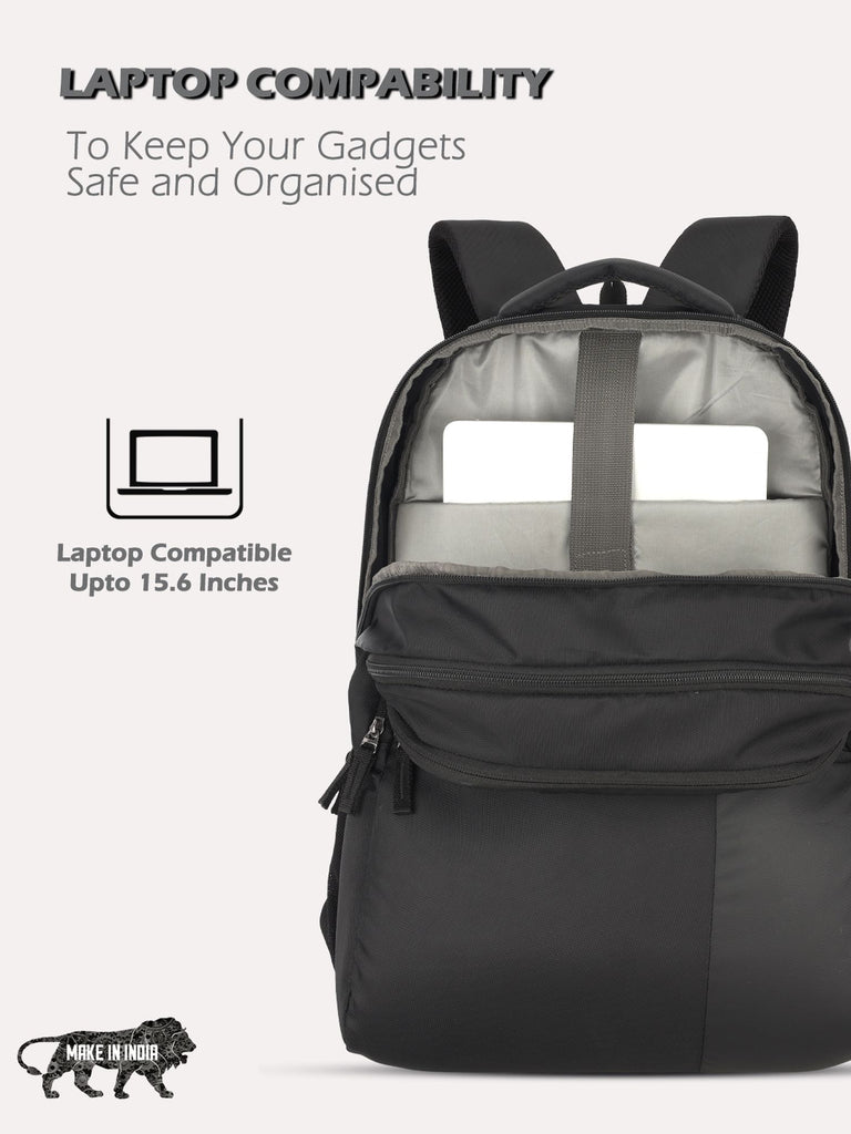 Lavie Sport Phoenix 31L Laptop Backpack For Men & Women | Boys & Girls Black