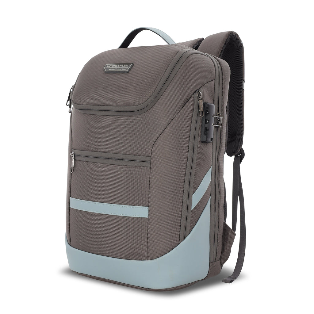 Lavie Sport Emperor 24L Anti-theft Laptop Backpack For Men & Women |Boys & Girls (Grey/PBlue)