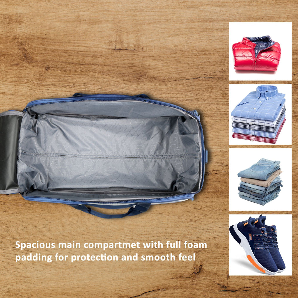 Lavie Sport Large Size 63 Cms Lino Wheel Duffle Bag | Navy - Lavie World