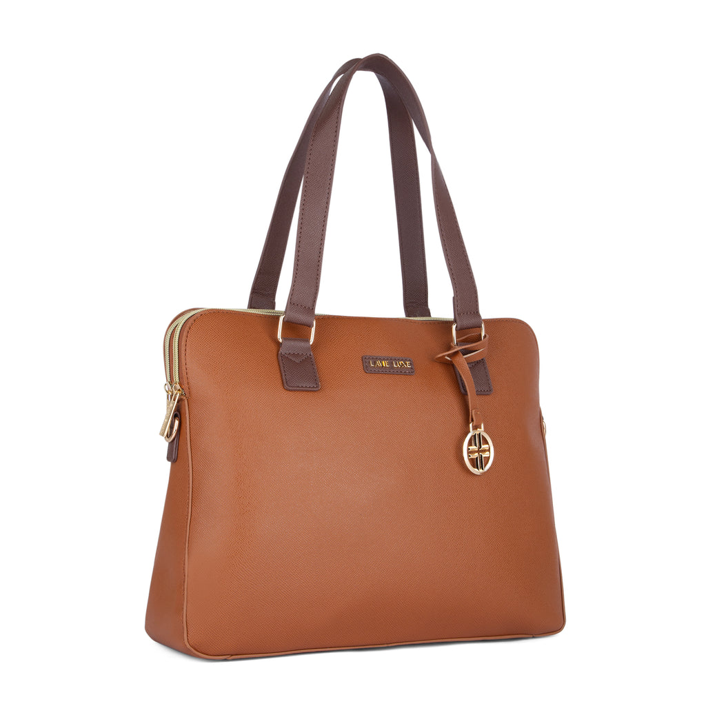 Lavie Luxe Tan Large Women's Mento Laptop Bag