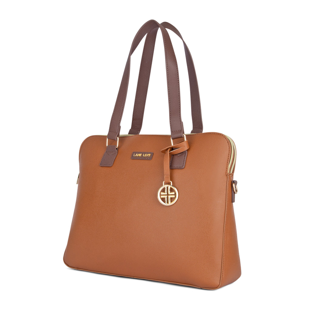 Lavie Luxe Tan Large Women's Mento Laptop Bag