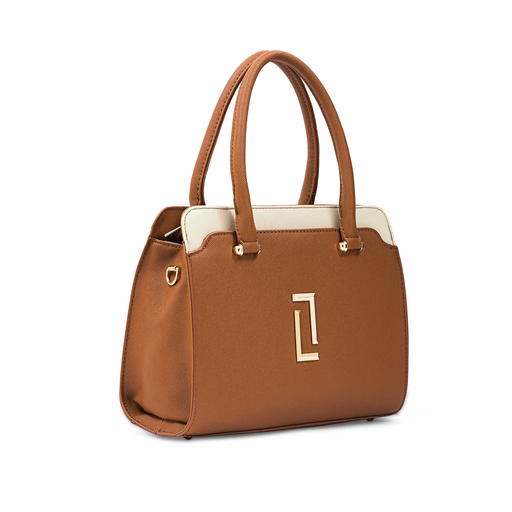 Lavie Luxe Ameen 3C Tan Medium Women's Satchel