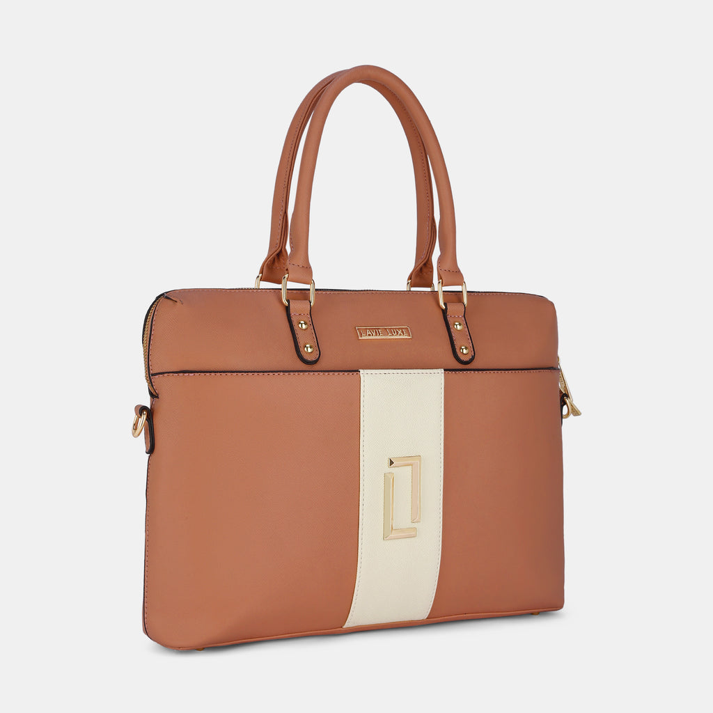 Lavie Luxe Welsy 1 compartment Tan Large Women's Laptop Handbag