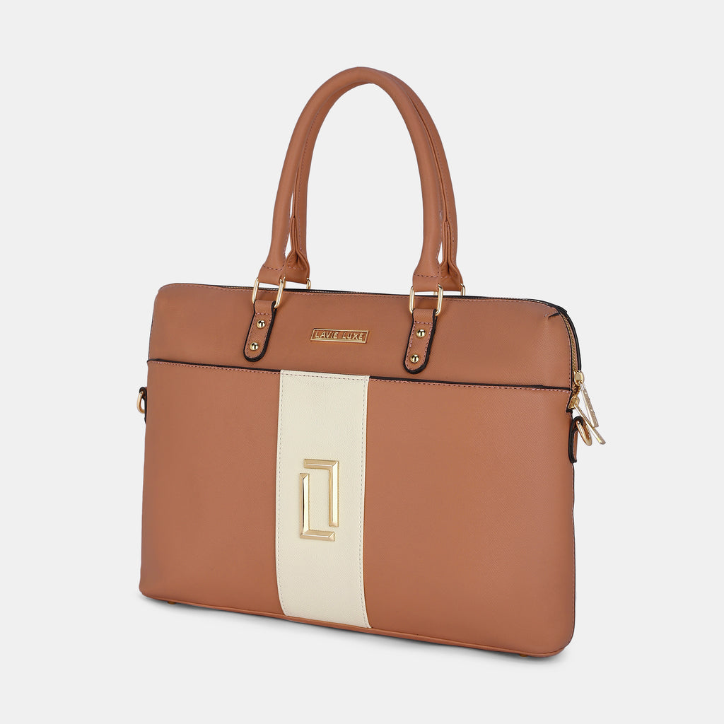 Lavie Luxe Welsy 1 compartment Tan Large Women's Laptop Handbag