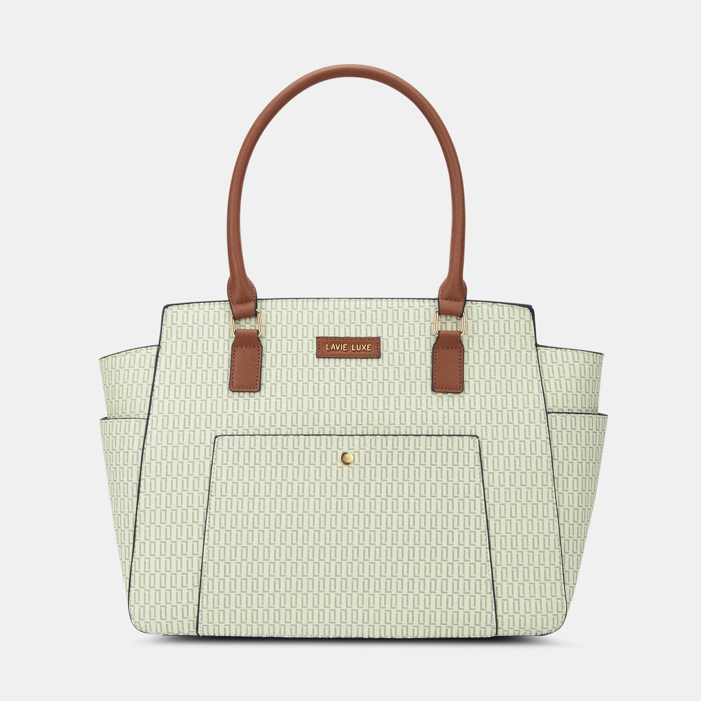 Lavie Luxe Mono Kelly Off White Large Women's Tote