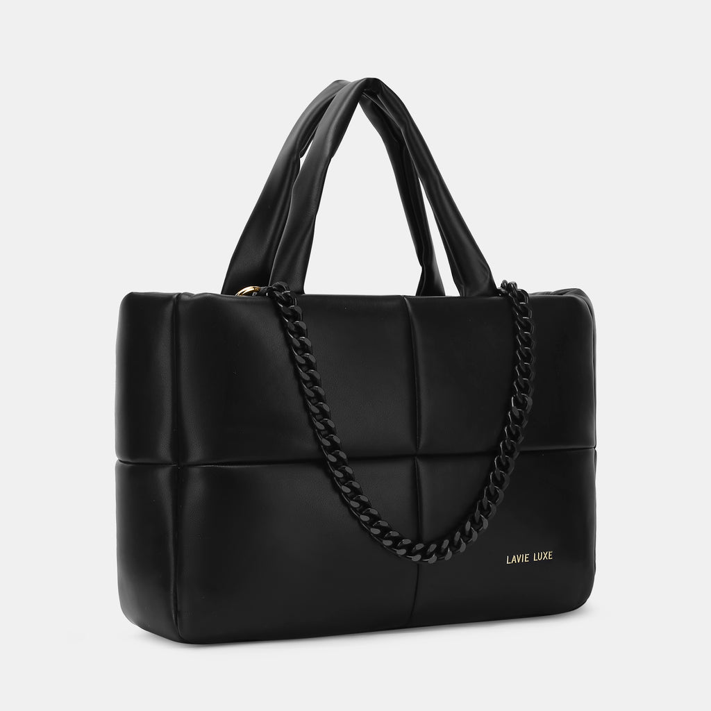 Lavie Luxe Puff Black Small Women's Tote