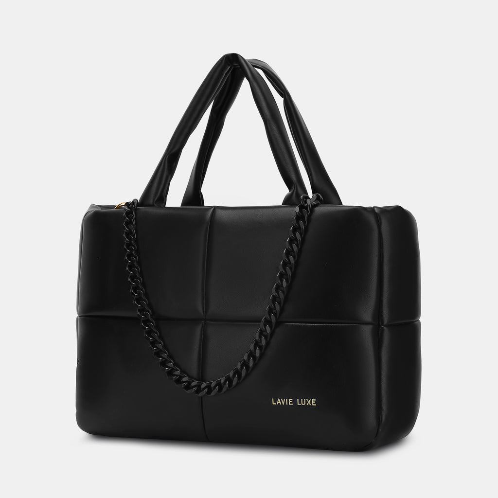 Lavie Luxe Puff Black Small Women's Tote