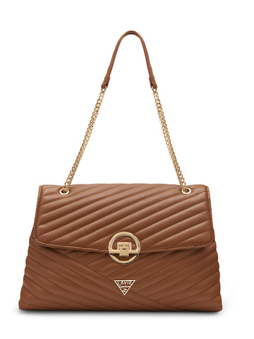 Lavie Signature Denver Large Tan Womens Quilted Flap Satchel