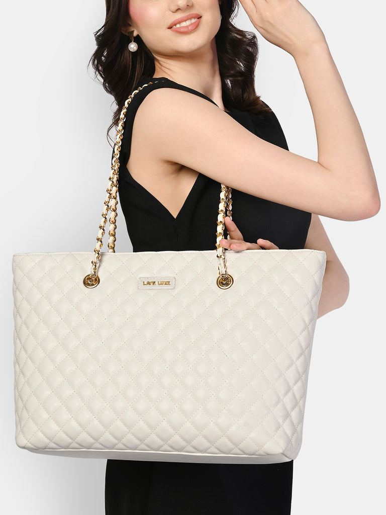 Lavie Luxe Query Off White Large Women's Tote