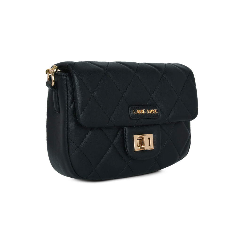 Lavie Luxe Black Small Women's Chan Flap Sling Bag