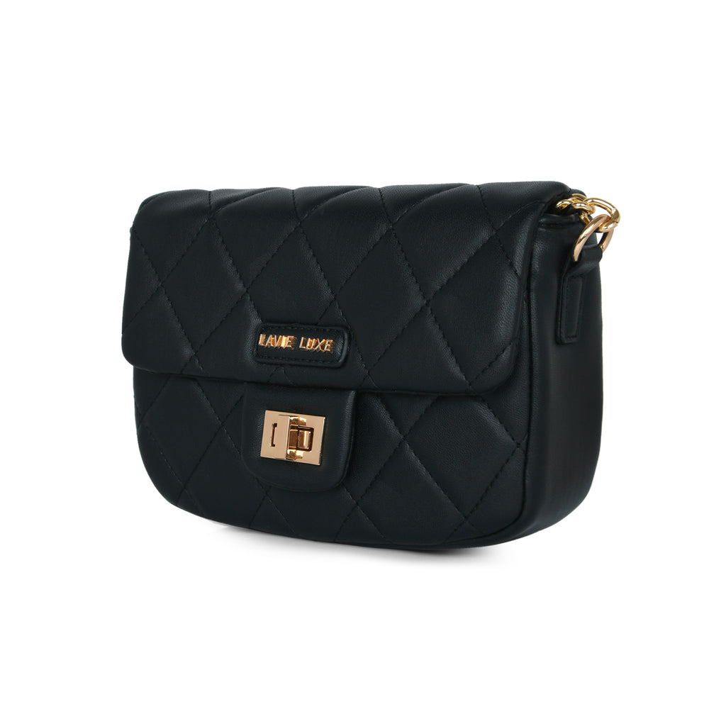 Lavie Luxe Black Small Women's Chan Flap Sling Bag