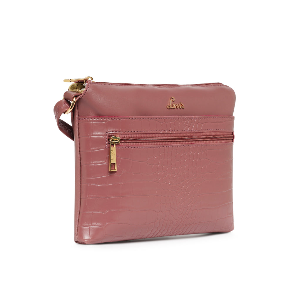 Lavie Slimcroc Topzip Dark Pink Medium Women’s Sling Handbag