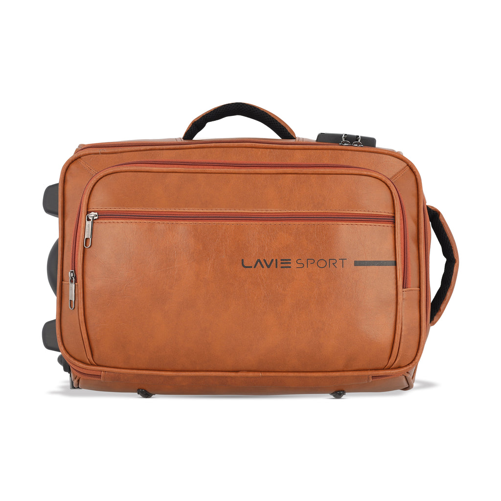Lavie Sport 45 cms Premium Majestic Pro+ Overnighter Laptop Trolley | Duffle Bag Tan