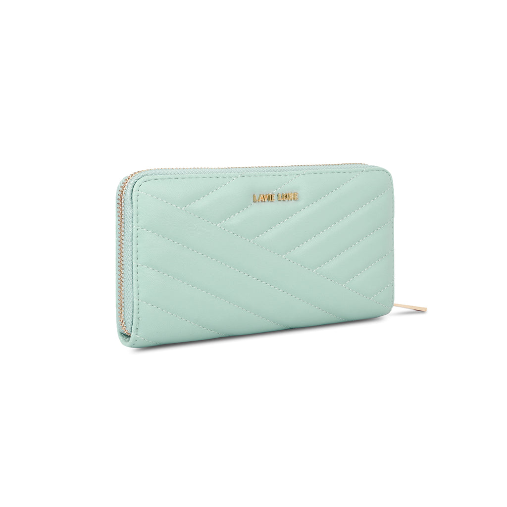 Lavie Luxe Mint Large Women's Cross Quilt Zip Around Wallet