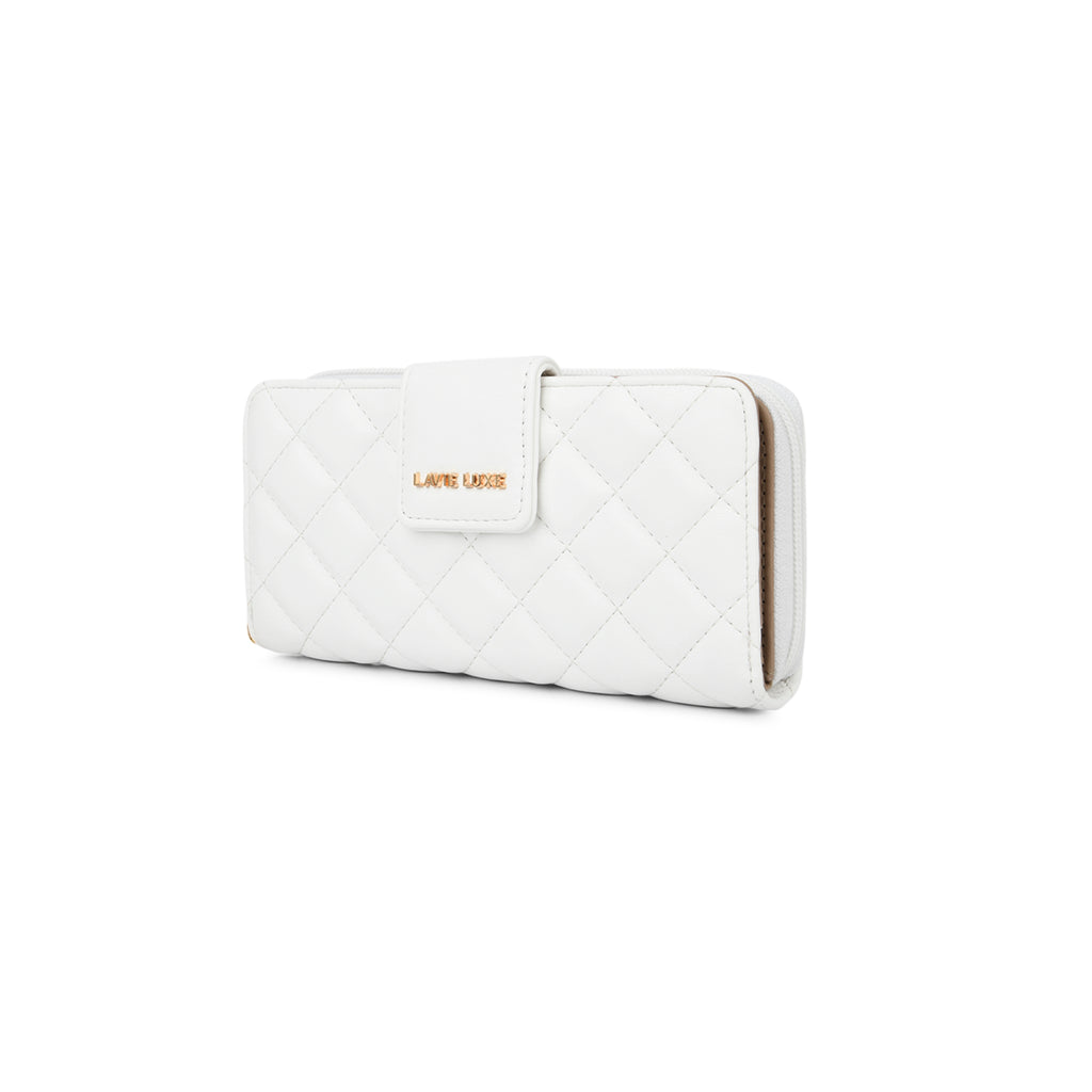 Lavie Luxe White Large Women's Diamond Bifold Wallet