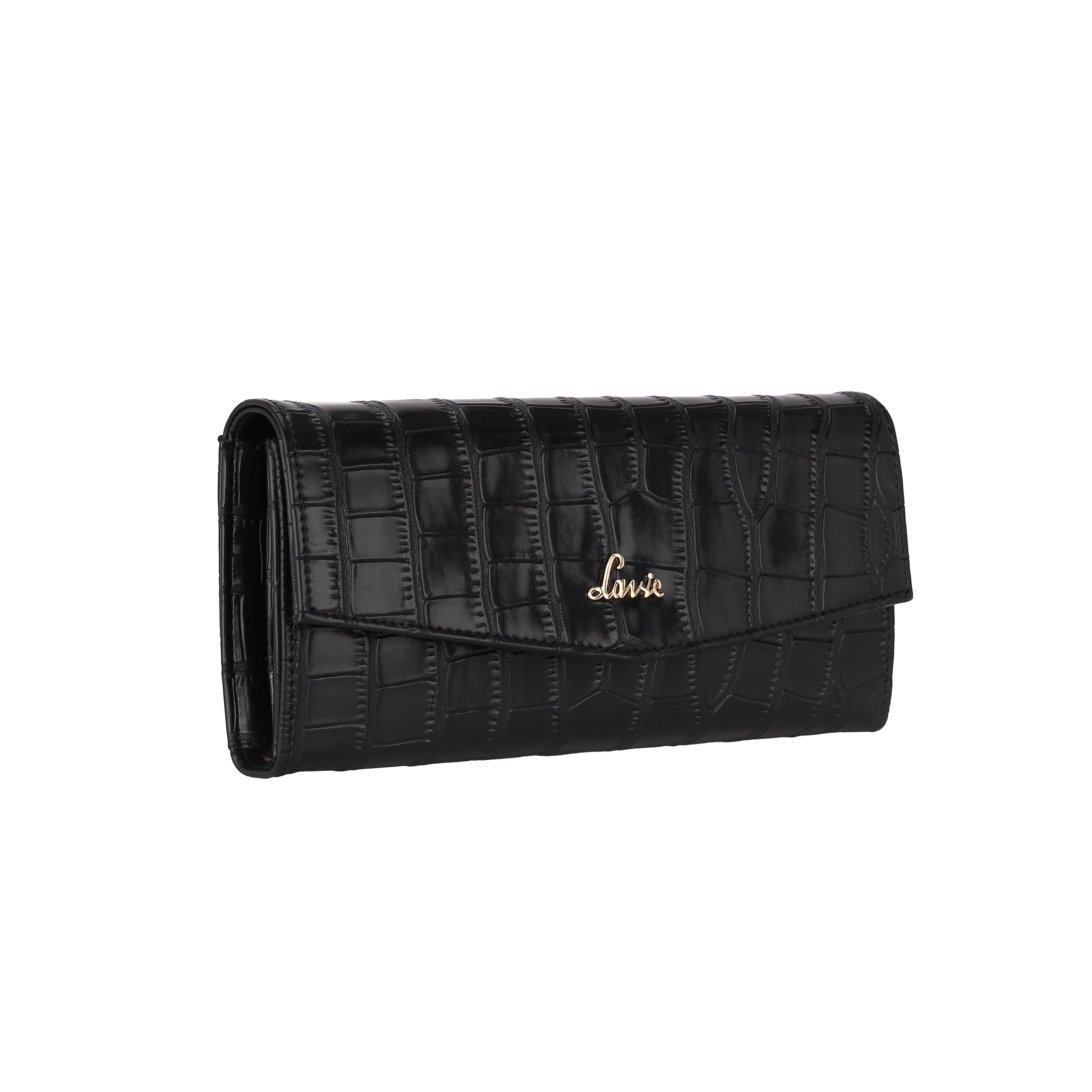 A beautiful croco texture bifold wallet a magnetic Button flap